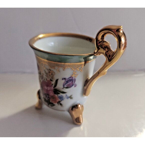 Set of Two Small Hand Painted Gold Gilded Decorative Mugs by Birdland - Picture 3 of 16